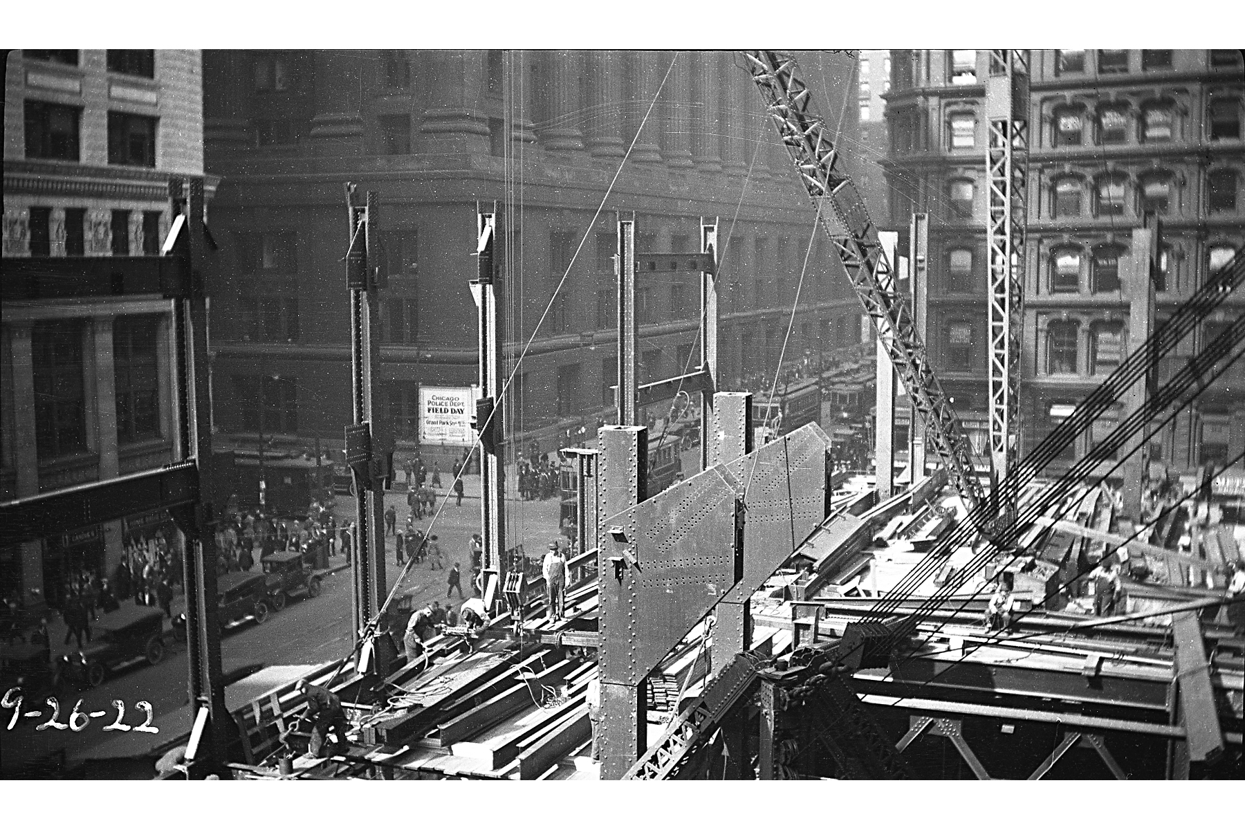 Chicago Temple (September 26, 1922) - looking northwest towards the County Building