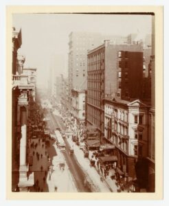 Chicago Opera House on Washington Street, looking East from LaSalle, Chicago, Illinois, 1893