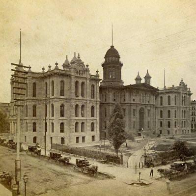 City Hall (across the street from the church) in  1870