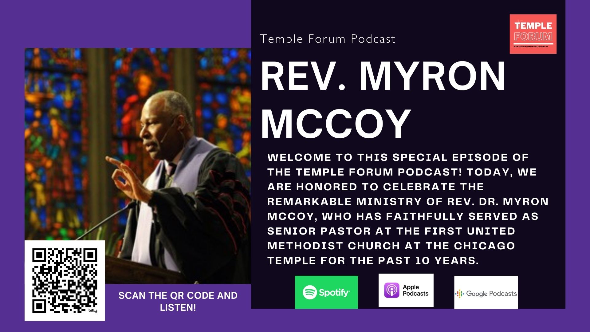 The Temple Forum Podcast - New Episode - Rev. Dr. Myron F McCoy