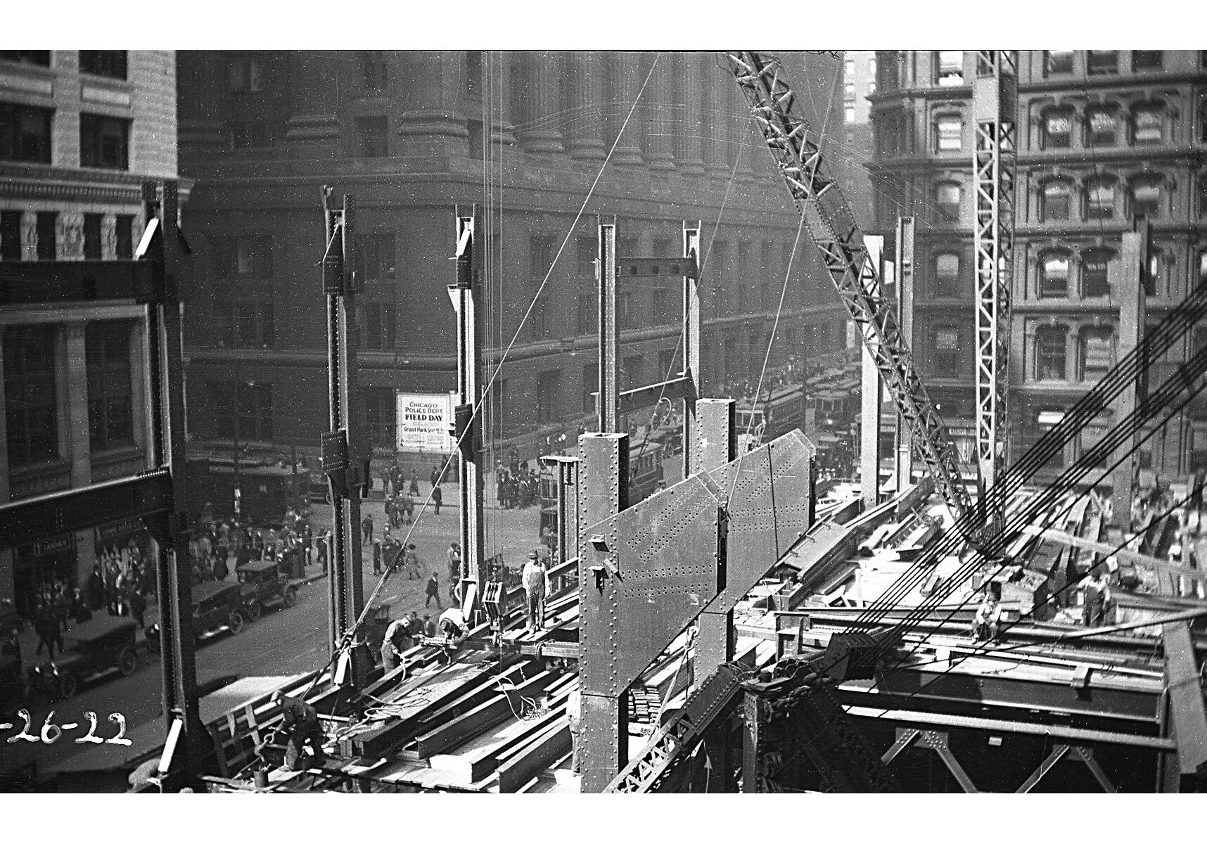 Chicago Temple (September 26, 1922) - looking northwest towards the County Building